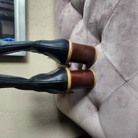 Alohas West Black Vintage with Brown and Square Heel and toe Boot Size 9 US - Picture 2 of 3